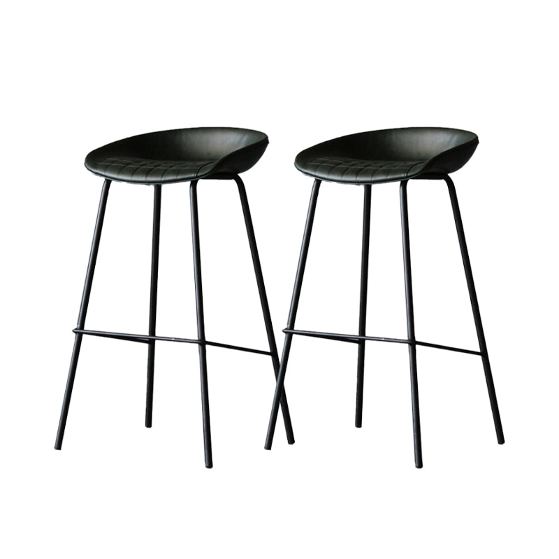 Metal Industrial Dining Room Armless Stool Low Back Bar Stool Blackish Green Set of 2 Clearhalo 'Bar Furniture' 'Bar Stools' 'bar_stools' 'Furniture' 'furniture_bar_stools' 'Kitchen & Dining Furniture' 4758781