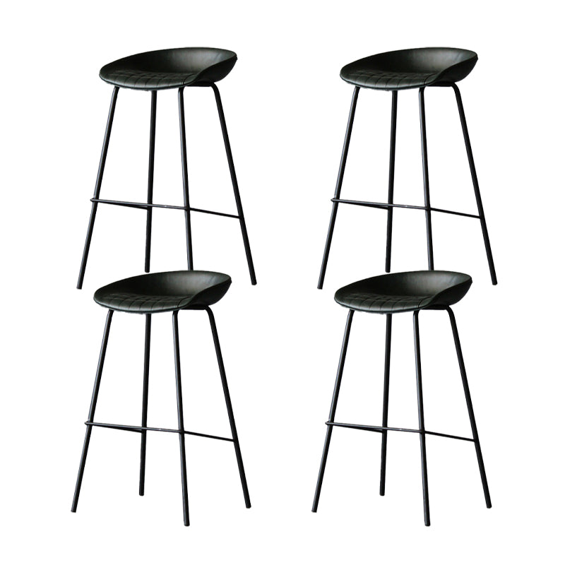 Metal Industrial Dining Room Armless Stool Low Back Bar Stool Blackish Green Set of 4 Clearhalo 'Bar Furniture' 'Bar Stools' 'bar_stools' 'Furniture' 'furniture_bar_stools' 'Kitchen & Dining Furniture' 4758784