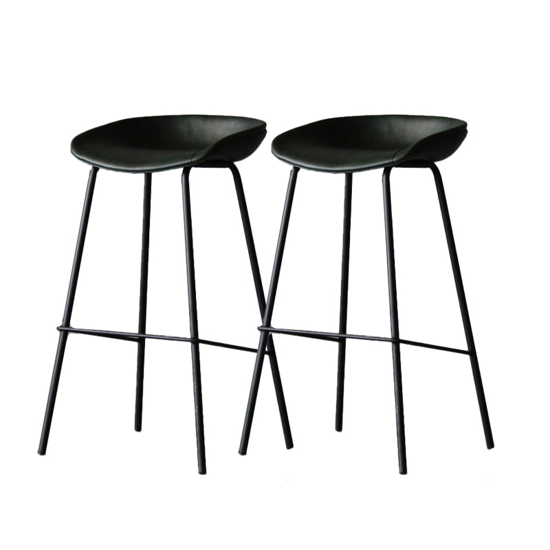 Metal Industrial Dining Room Armless Stool Low Back Bar Stool Green Set of 2 Clearhalo 'Bar Furniture' 'Bar Stools' 'bar_stools' 'Furniture' 'furniture_bar_stools' 'Kitchen & Dining Furniture' 4758788