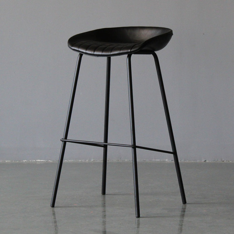 Metal Industrial Dining Room Armless Stool Low Back Bar Stool Black 1 Piece Clearhalo 'Bar Furniture' 'Bar Stools' 'bar_stools' 'Furniture' 'furniture_bar_stools' 'Kitchen & Dining Furniture' 4758791