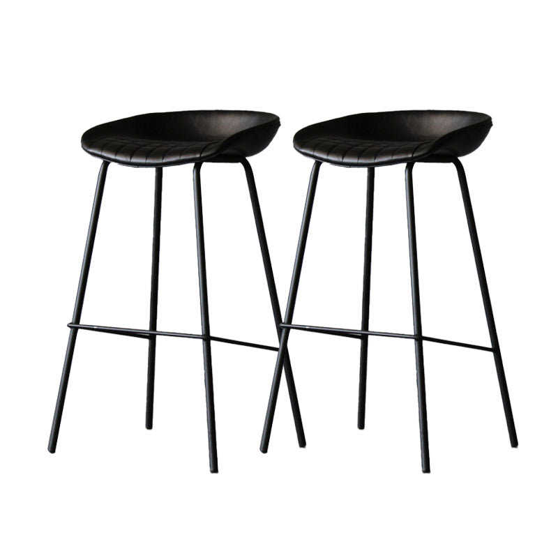 Metal Industrial Dining Room Armless Stool Low Back Bar Stool Black Set of 2 Clearhalo 'Bar Furniture' 'Bar Stools' 'bar_stools' 'Furniture' 'furniture_bar_stools' 'Kitchen & Dining Furniture' 4758793