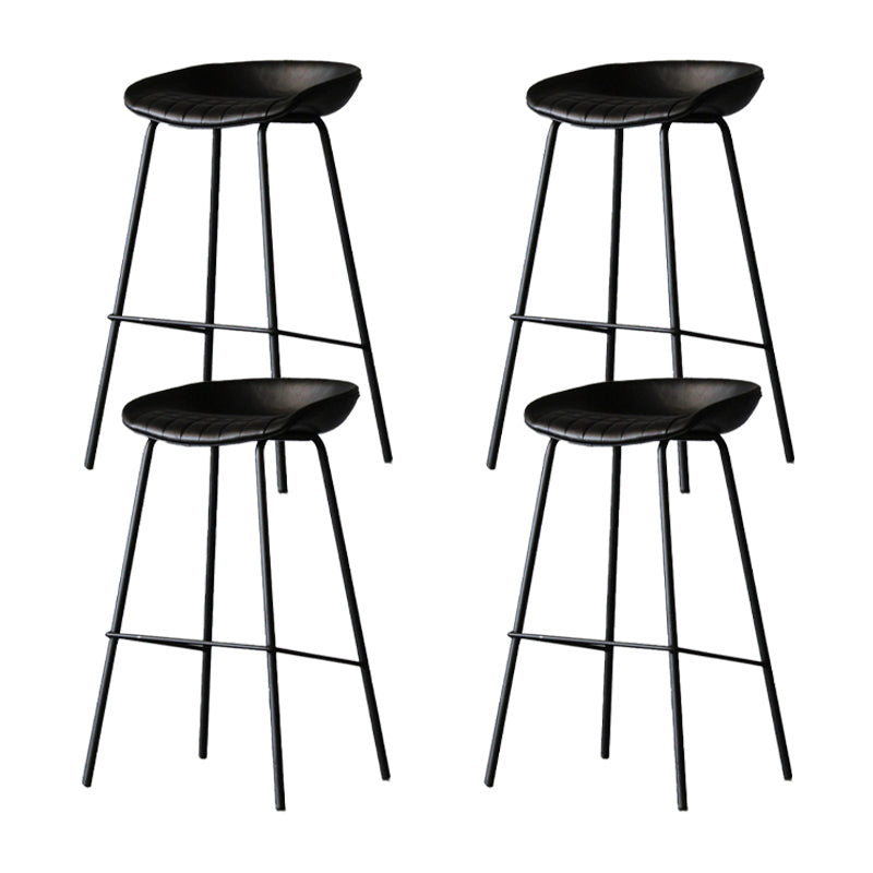 Metal Industrial Dining Room Armless Stool Low Back Bar Stool Black Set of 4 Clearhalo 'Bar Furniture' 'Bar Stools' 'bar_stools' 'Furniture' 'furniture_bar_stools' 'Kitchen & Dining Furniture' 4758795