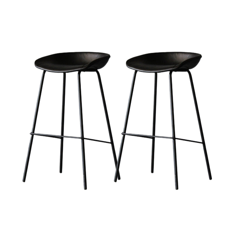 Metal Industrial Dining Room Armless Stool Low Back Bar Stool Gloss Black Set of 2 Clearhalo 'Bar Furniture' 'Bar Stools' 'bar_stools' 'Furniture' 'furniture_bar_stools' 'Kitchen & Dining Furniture' 4758798