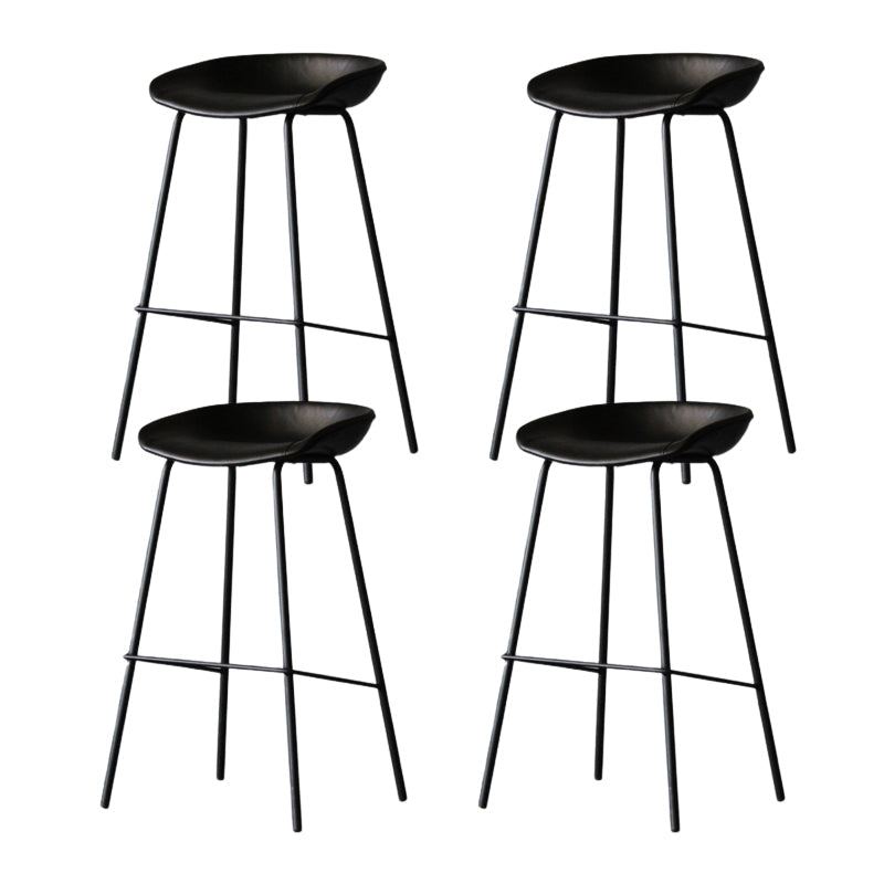 Metal Industrial Dining Room Armless Stool Low Back Bar Stool Gloss Black Set of 4 Clearhalo 'Bar Furniture' 'Bar Stools' 'bar_stools' 'Furniture' 'furniture_bar_stools' 'Kitchen & Dining Furniture' 4758799