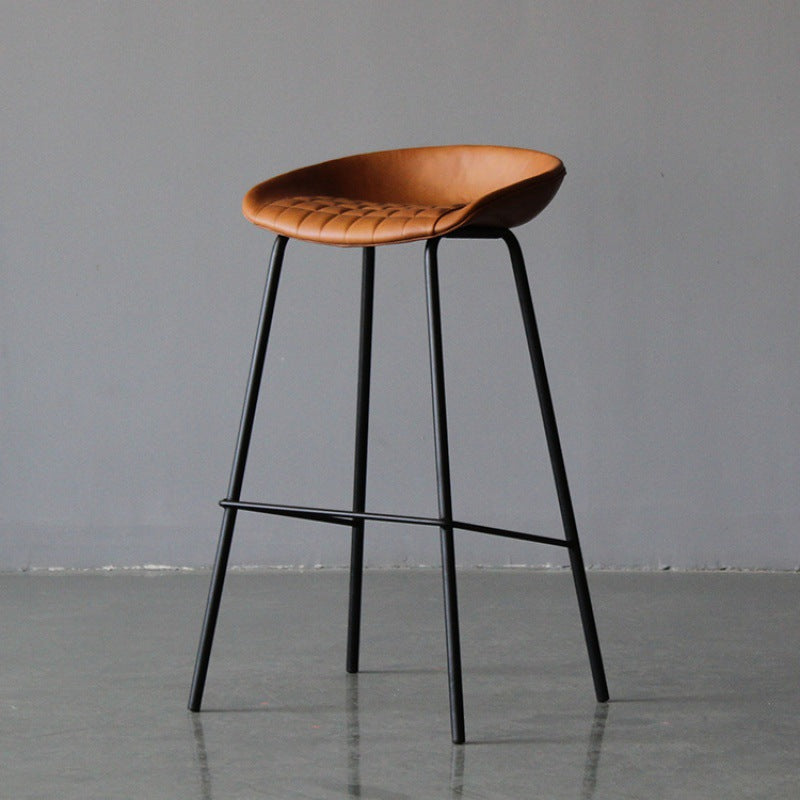 Metal Industrial Dining Room Armless Stool Low Back Bar Stool Brown 1 Piece Clearhalo 'Bar Furniture' 'Bar Stools' 'bar_stools' 'Furniture' 'furniture_bar_stools' 'Kitchen & Dining Furniture' 4758800