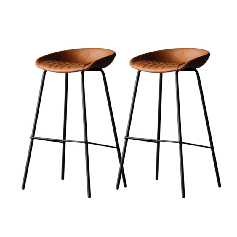 Metal Industrial Dining Room Armless Stool Low Back Bar Stool Brown Set of 2 Clearhalo 'Bar Furniture' 'Bar Stools' 'bar_stools' 'Furniture' 'furniture_bar_stools' 'Kitchen & Dining Furniture' 4758801