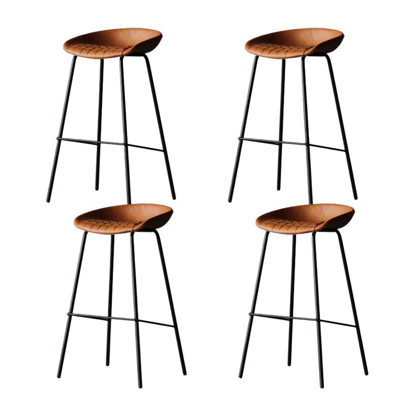 Metal Industrial Dining Room Armless Stool Low Back Bar Stool Brown Set of 4 Clearhalo 'Bar Furniture' 'Bar Stools' 'bar_stools' 'Furniture' 'furniture_bar_stools' 'Kitchen & Dining Furniture' 4758802
