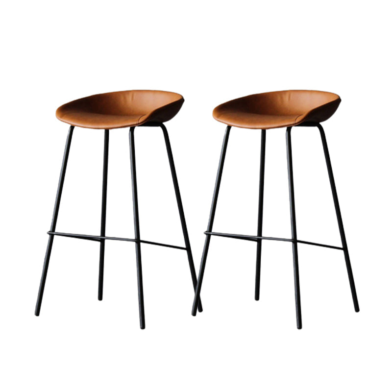 Metal Industrial Dining Room Armless Stool Low Back Bar Stool Light Brown Set of 2 Clearhalo 'Bar Furniture' 'Bar Stools' 'bar_stools' 'Furniture' 'furniture_bar_stools' 'Kitchen & Dining Furniture' 4758804