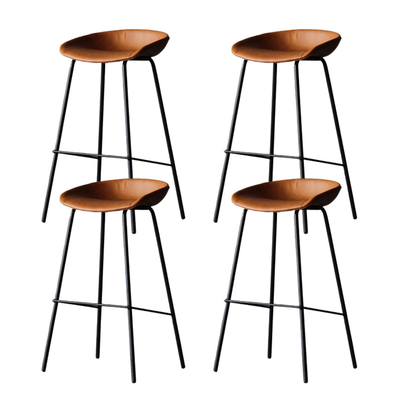 Metal Industrial Dining Room Armless Stool Low Back Bar Stool Light Brown Set of 4 Clearhalo 'Bar Furniture' 'Bar Stools' 'bar_stools' 'Furniture' 'furniture_bar_stools' 'Kitchen & Dining Furniture' 4758805