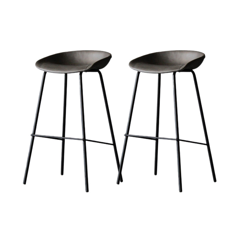 Metal Industrial Dining Room Armless Stool Low Back Bar Stool Dark Gray Set of 2 Clearhalo 'Bar Furniture' 'Bar Stools' 'bar_stools' 'Furniture' 'furniture_bar_stools' 'Kitchen & Dining Furniture' 4758807