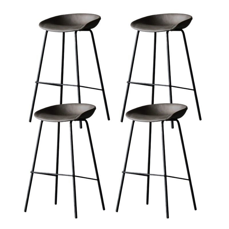 Metal Industrial Dining Room Armless Stool Low Back Bar Stool Dark Gray Set of 4 Clearhalo 'Bar Furniture' 'Bar Stools' 'bar_stools' 'Furniture' 'furniture_bar_stools' 'Kitchen & Dining Furniture' 4758808