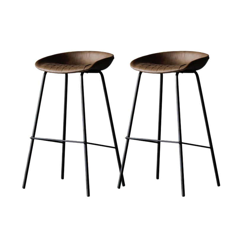 Metal Industrial Dining Room Armless Stool Low Back Bar Stool Set of 2 Clearhalo 'Bar Furniture' 'Bar Stools' 'bar_stools' 'Furniture' 'furniture_bar_stools' 'Kitchen & Dining Furniture' 4758810