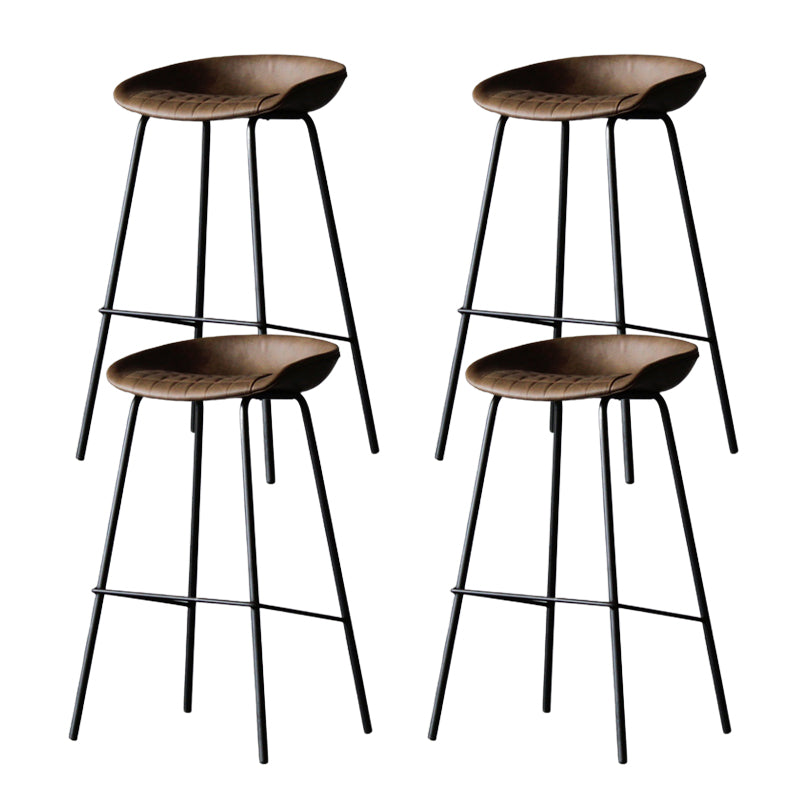 Metal Industrial Dining Room Armless Stool Low Back Bar Stool Set of 4 Clearhalo 'Bar Furniture' 'Bar Stools' 'bar_stools' 'Furniture' 'furniture_bar_stools' 'Kitchen & Dining Furniture' 4758811