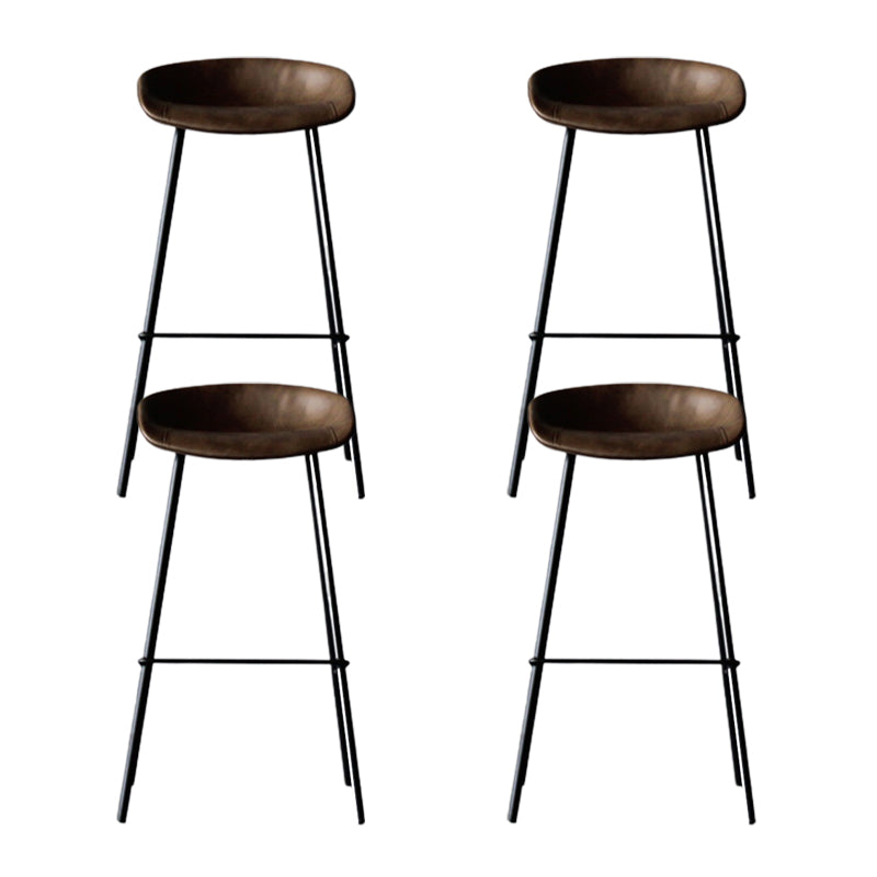 Metal Industrial Dining Room Armless Stool Low Back Bar Stool Dark Coffee Set of 4 Clearhalo 'Bar Furniture' 'Bar Stools' 'bar_stools' 'Furniture' 'furniture_bar_stools' 'Kitchen & Dining Furniture' 4758814