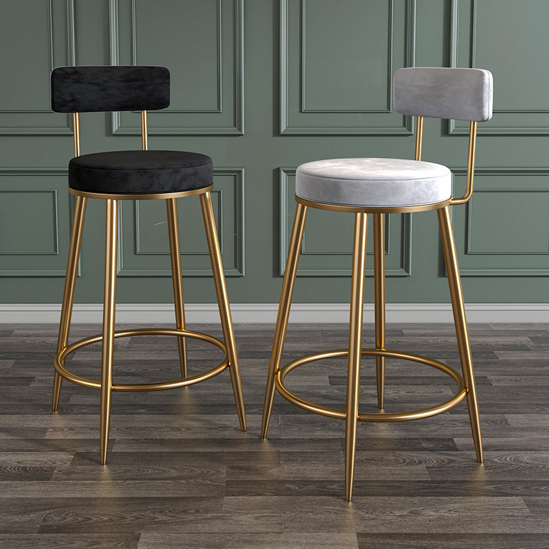 Nordic Low Back Bar Stool Round Counter Bar Stool with Metal Legs Clearhalo 'Bar Furniture' 'Bar Stools' 'bar_stools' 'furn' 'furn_bar_stools' 'Furniture' 'furniture_bar_stools' 'Kitchen & Dining Furniture' 4758817