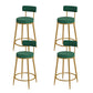 Nordic Low Back Bar Stool Round Counter Bar Stool with Metal Legs Light Green Gold 4 Piece Set Clearhalo 'Bar Furniture' 'Bar Stools' 'bar_stools' 'furn' 'furn_bar_stools' 'Furniture' 'furniture_bar_stools' 'Kitchen & Dining Furniture' 4758821