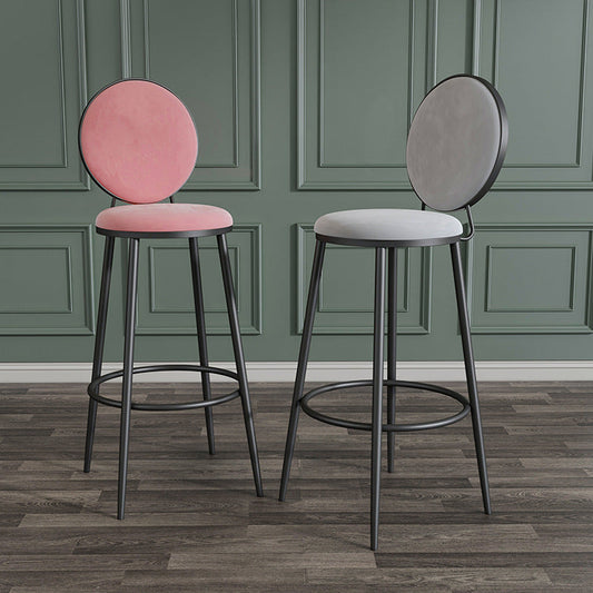 Nordic Low Back Bar Stool Round Counter Bar Stool with Metal Legs Clearhalo 'Bar Furniture' 'Bar Stools' 'bar_stools' 'furn' 'furn_bar_stools' 'Furniture' 'furniture_bar_stools' 'Kitchen & Dining Furniture' 4758823