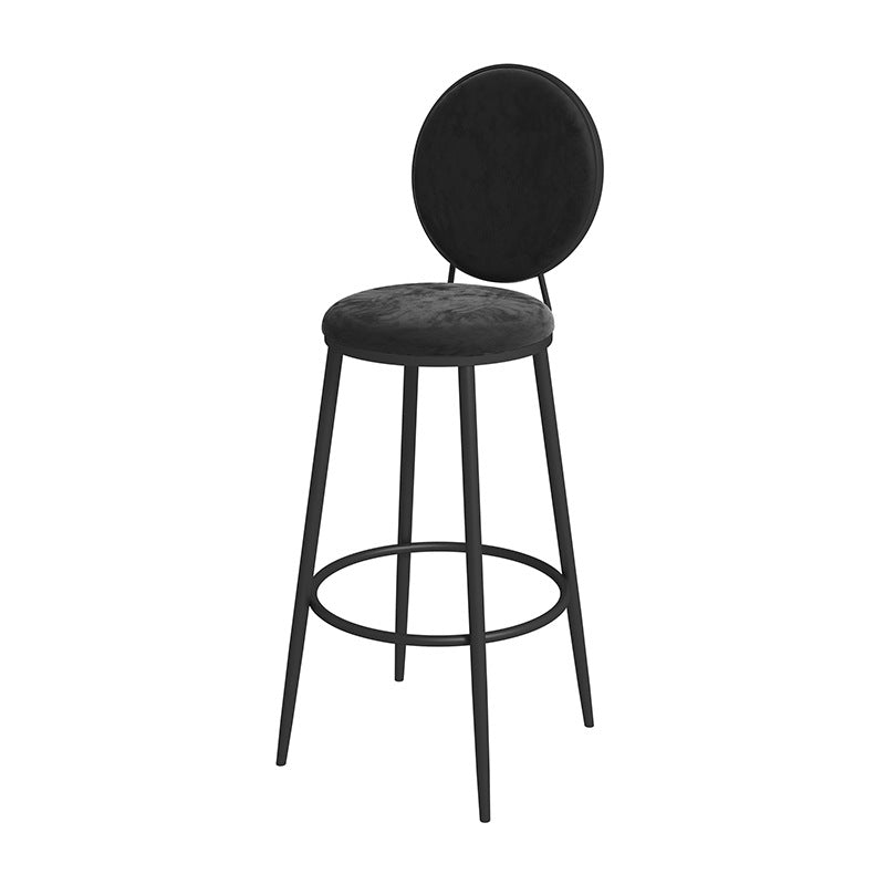 Nordic Low Back Bar Stool Round Counter Bar Stool with Metal Legs Black Black 1 Piece Clearhalo 'Bar Furniture' 'Bar Stools' 'bar_stools' 'furn' 'furn_bar_stools' 'Furniture' 'furniture_bar_stools' 'Kitchen & Dining Furniture' 4758829