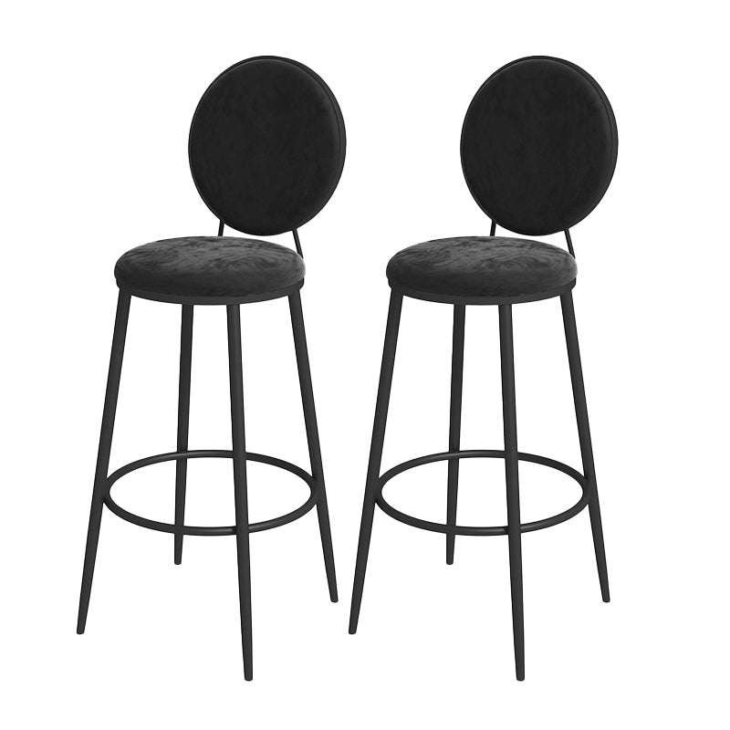 Nordic Low Back Bar Stool Round Counter Bar Stool with Metal Legs Black Black 2 Piece Set Clearhalo 'Bar Furniture' 'Bar Stools' 'bar_stools' 'furn' 'furn_bar_stools' 'Furniture' 'furniture_bar_stools' 'Kitchen & Dining Furniture' 4758832