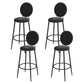 Nordic Low Back Bar Stool Round Counter Bar Stool with Metal Legs Black Black 4 Piece Set Clearhalo 'Bar Furniture' 'Bar Stools' 'bar_stools' 'furn' 'furn_bar_stools' 'Furniture' 'furniture_bar_stools' 'Kitchen & Dining Furniture' 4758834