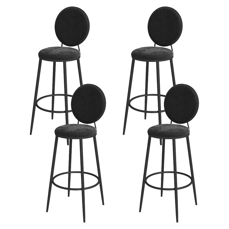 Nordic Low Back Bar Stool Round Counter Bar Stool with Metal Legs Black Black 4 Piece Set Clearhalo 'Bar Furniture' 'Bar Stools' 'bar_stools' 'furn' 'furn_bar_stools' 'Furniture' 'furniture_bar_stools' 'Kitchen & Dining Furniture' 4758834