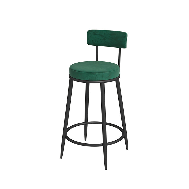 Nordic Low Back Bar Stool Round Counter Bar Stool with Metal Legs Light Green Black 1 Piece Clearhalo 'Bar Furniture' 'Bar Stools' 'bar_stools' 'furn' 'furn_bar_stools' 'Furniture' 'furniture_bar_stools' 'Kitchen & Dining Furniture' 4758836
