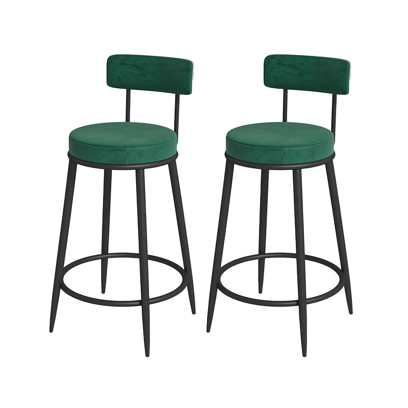 Nordic Low Back Bar Stool Round Counter Bar Stool with Metal Legs Light Green Black 2 Piece Set Clearhalo 'Bar Furniture' 'Bar Stools' 'bar_stools' 'furn' 'furn_bar_stools' 'Furniture' 'furniture_bar_stools' 'Kitchen & Dining Furniture' 4758838