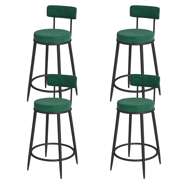 Nordic Low Back Bar Stool Round Counter Bar Stool with Metal Legs Light Green Black 4 Piece Set Clearhalo 'Bar Furniture' 'Bar Stools' 'bar_stools' 'furn' 'furn_bar_stools' 'Furniture' 'furniture_bar_stools' 'Kitchen & Dining Furniture' 4758839