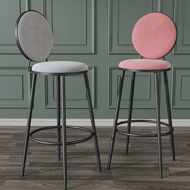 Nordic Low Back Bar Stool Round Counter Bar Stool with Metal Legs Clearhalo 'Bar Furniture' 'Bar Stools' 'bar_stools' 'furn' 'furn_bar_stools' 'Furniture' 'furniture_bar_stools' 'Kitchen & Dining Furniture' 4758841