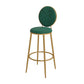 Nordic Low Back Bar Stool Round Counter Bar Stool with Metal Legs Blackish Green Gold 1 Piece Clearhalo 'Bar Furniture' 'Bar Stools' 'bar_stools' 'furn' 'furn_bar_stools' 'Furniture' 'furniture_bar_stools' 'Kitchen & Dining Furniture' 4758842