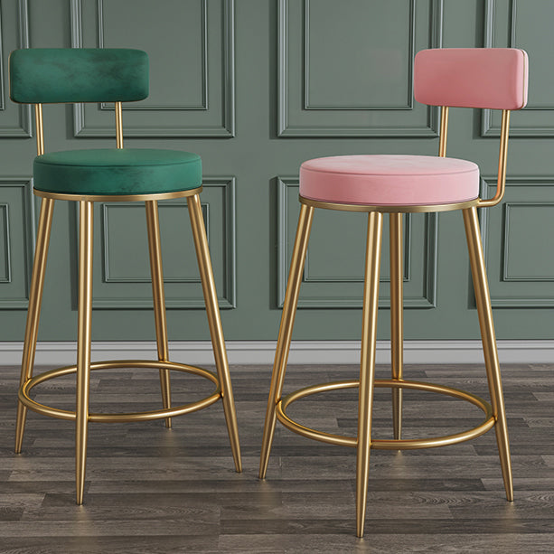 Nordic Low Back Bar Stool Round Counter Bar Stool with Metal Legs Clearhalo 'Bar Furniture' 'Bar Stools' 'bar_stools' 'furn' 'furn_bar_stools' 'Furniture' 'furniture_bar_stools' 'Kitchen & Dining Furniture' 4758843