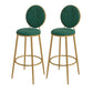 Nordic Low Back Bar Stool Round Counter Bar Stool with Metal Legs Blackish Green Gold 2 Piece Set Clearhalo 'Bar Furniture' 'Bar Stools' 'bar_stools' 'furn' 'furn_bar_stools' 'Furniture' 'furniture_bar_stools' 'Kitchen & Dining Furniture' 4758844
