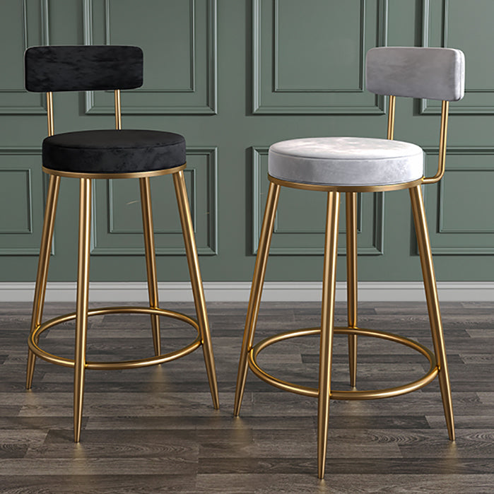 Nordic Low Back Bar Stool Round Counter Bar Stool with Metal Legs Clearhalo 'Bar Furniture' 'Bar Stools' 'bar_stools' 'furn' 'furn_bar_stools' 'Furniture' 'furniture_bar_stools' 'Kitchen & Dining Furniture' 4758845