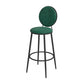 Nordic Low Back Bar Stool Round Counter Bar Stool with Metal Legs Blackish Green Black 1 Piece Clearhalo 'Bar Furniture' 'Bar Stools' 'bar_stools' 'furn' 'furn_bar_stools' 'Furniture' 'furniture_bar_stools' 'Kitchen & Dining Furniture' 4758847