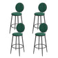 Nordic Low Back Bar Stool Round Counter Bar Stool with Metal Legs Blackish Green Black 4 Piece Set Clearhalo 'Bar Furniture' 'Bar Stools' 'bar_stools' 'furn' 'furn_bar_stools' 'Furniture' 'furniture_bar_stools' 'Kitchen & Dining Furniture' 4758849