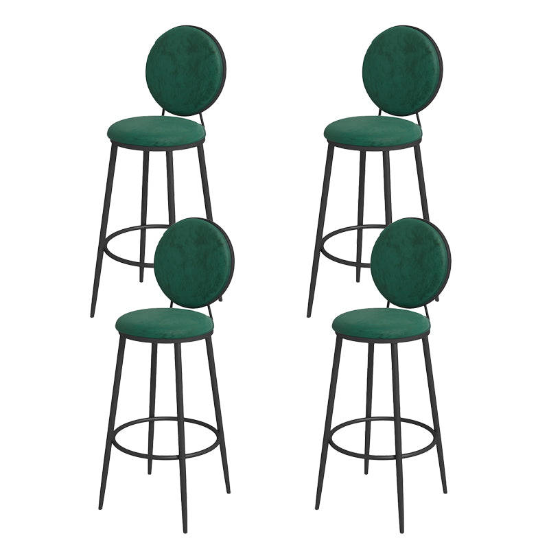 Nordic Low Back Bar Stool Round Counter Bar Stool with Metal Legs Blackish Green Black 4 Piece Set Clearhalo 'Bar Furniture' 'Bar Stools' 'bar_stools' 'furn' 'furn_bar_stools' 'Furniture' 'furniture_bar_stools' 'Kitchen & Dining Furniture' 4758849
