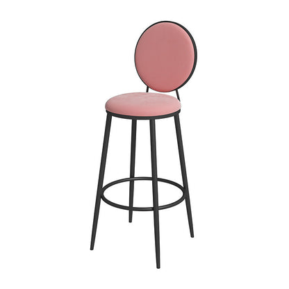 Nordic Low Back Bar Stool Round Counter Bar Stool with Metal Legs Pink Black 1 Piece Clearhalo 'Bar Furniture' 'Bar Stools' 'bar_stools' 'furn' 'furn_bar_stools' 'Furniture' 'furniture_bar_stools' 'Kitchen & Dining Furniture' 4758850
