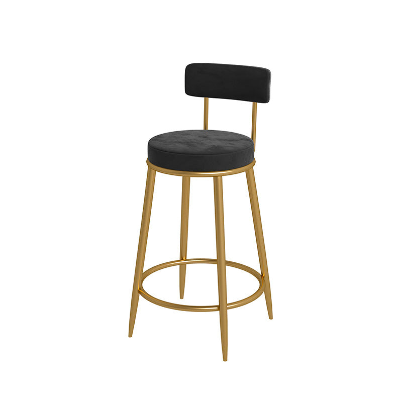 Nordic Low Back Bar Stool Round Counter Bar Stool with Metal Legs Matte Black Gold 1 Piece Clearhalo 'Bar Furniture' 'Bar Stools' 'bar_stools' 'furn' 'furn_bar_stools' 'Furniture' 'furniture_bar_stools' 'Kitchen & Dining Furniture' 4758853