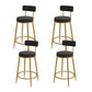 Nordic Low Back Bar Stool Round Counter Bar Stool with Metal Legs Matte Black Gold 4 Piece Set Clearhalo 'Bar Furniture' 'Bar Stools' 'bar_stools' 'furn' 'furn_bar_stools' 'Furniture' 'furniture_bar_stools' 'Kitchen & Dining Furniture' 4758855