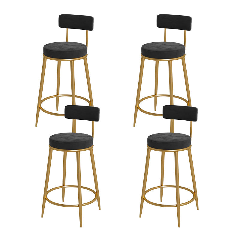 Nordic Low Back Bar Stool Round Counter Bar Stool with Metal Legs Matte Black Gold 4 Piece Set Clearhalo 'Bar Furniture' 'Bar Stools' 'bar_stools' 'furn' 'furn_bar_stools' 'Furniture' 'furniture_bar_stools' 'Kitchen & Dining Furniture' 4758855