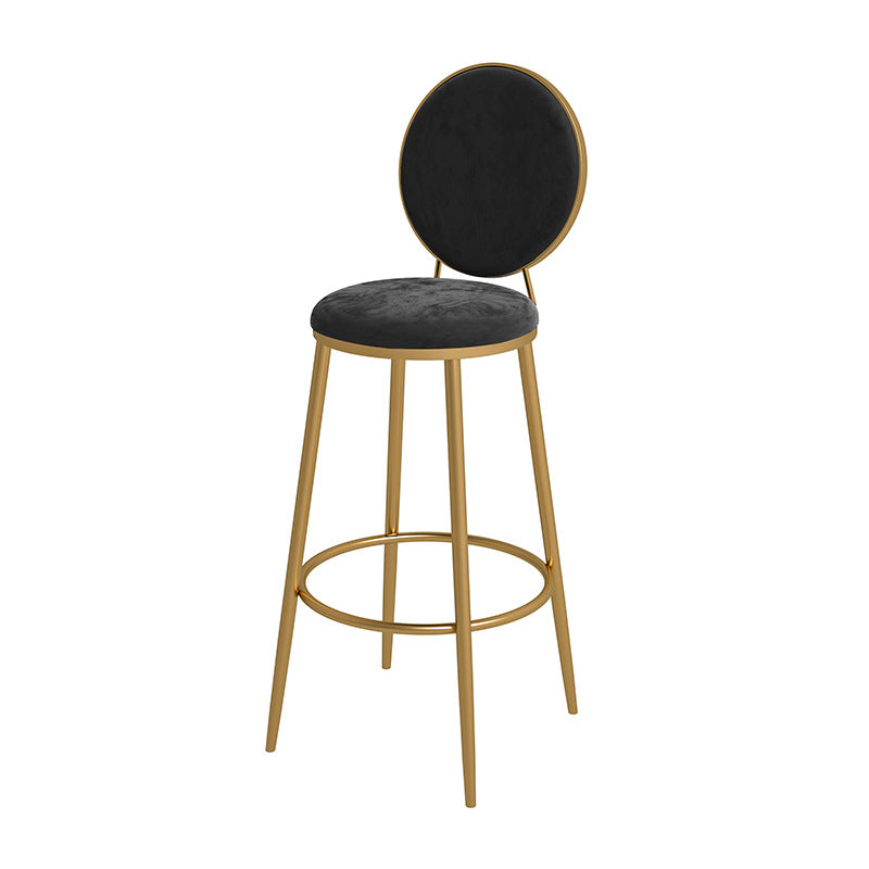 Nordic Low Back Bar Stool Round Counter Bar Stool with Metal Legs Black Gold 1 Piece Clearhalo 'Bar Furniture' 'Bar Stools' 'bar_stools' 'furn' 'furn_bar_stools' 'Furniture' 'furniture_bar_stools' 'Kitchen & Dining Furniture' 4758856