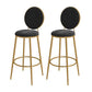 Nordic Low Back Bar Stool Round Counter Bar Stool with Metal Legs Black Gold 2 Piece Set Clearhalo 'Bar Furniture' 'Bar Stools' 'bar_stools' 'furn' 'furn_bar_stools' 'Furniture' 'furniture_bar_stools' 'Kitchen & Dining Furniture' 4758857