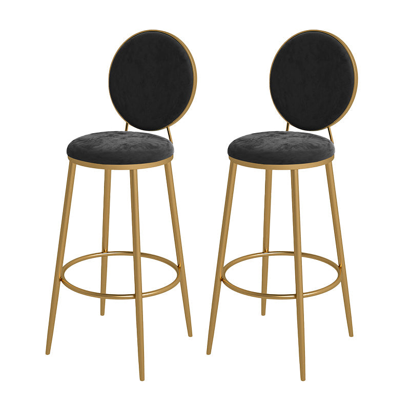 Nordic Low Back Bar Stool Round Counter Bar Stool with Metal Legs Black Gold 2 Piece Set Clearhalo 'Bar Furniture' 'Bar Stools' 'bar_stools' 'furn' 'furn_bar_stools' 'Furniture' 'furniture_bar_stools' 'Kitchen & Dining Furniture' 4758857