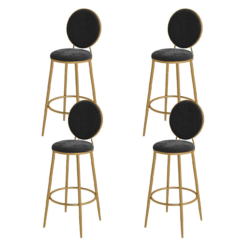 Nordic Low Back Bar Stool Round Counter Bar Stool with Metal Legs Black Gold 4 Piece Set Clearhalo 'Bar Furniture' 'Bar Stools' 'bar_stools' 'furn' 'furn_bar_stools' 'Furniture' 'furniture_bar_stools' 'Kitchen & Dining Furniture' 4758858