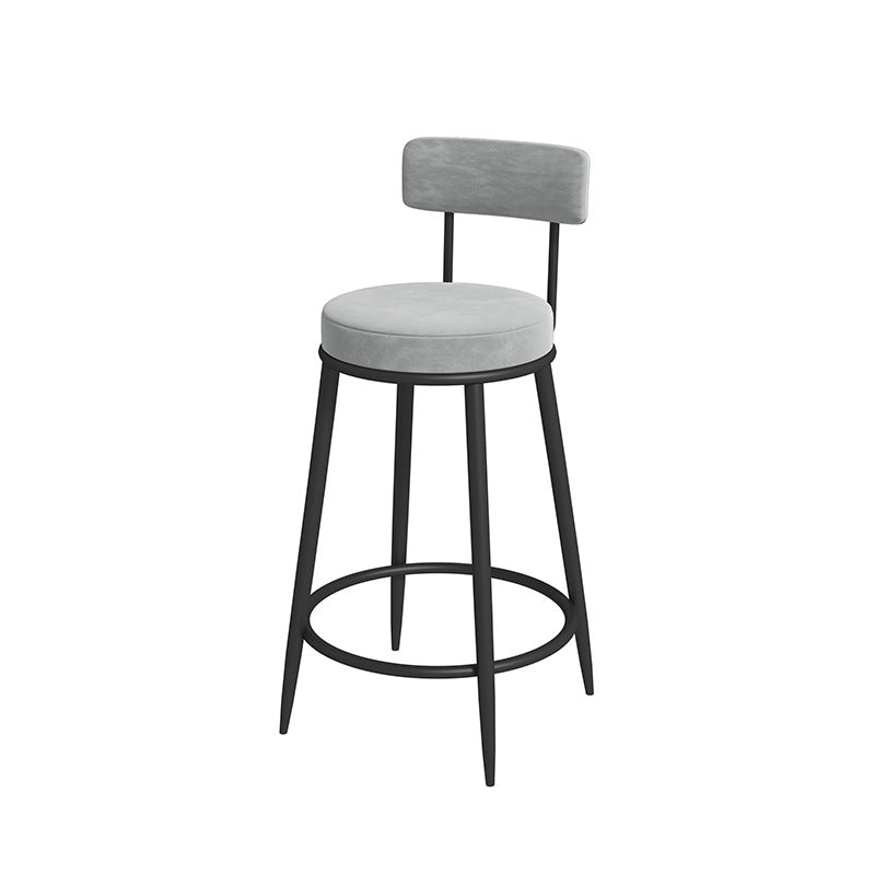 Nordic Low Back Bar Stool Round Counter Bar Stool with Metal Legs Light Gray Black 1 Piece Clearhalo 'Bar Furniture' 'Bar Stools' 'bar_stools' 'furn' 'furn_bar_stools' 'Furniture' 'furniture_bar_stools' 'Kitchen & Dining Furniture' 4758859