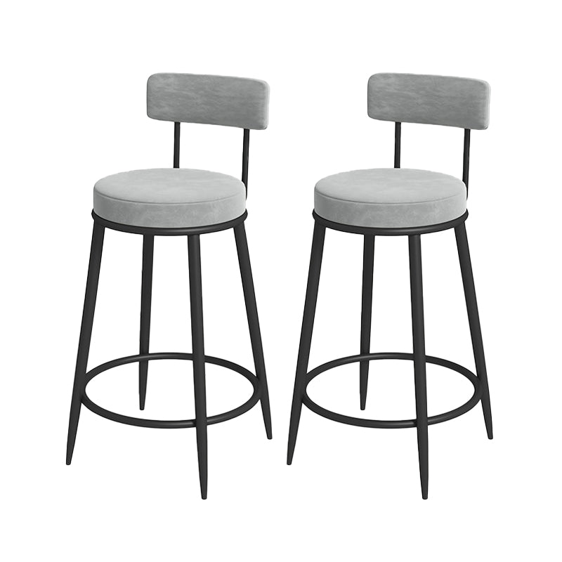 Nordic Low Back Bar Stool Round Counter Bar Stool with Metal Legs Light Gray Black 2 Piece Set Clearhalo 'Bar Furniture' 'Bar Stools' 'bar_stools' 'furn' 'furn_bar_stools' 'Furniture' 'furniture_bar_stools' 'Kitchen & Dining Furniture' 4758860