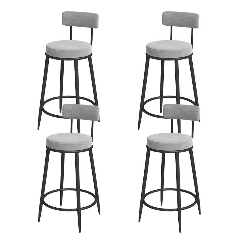 Nordic Low Back Bar Stool Round Counter Bar Stool with Metal Legs Light Gray Black 4 Piece Set Clearhalo 'Bar Furniture' 'Bar Stools' 'bar_stools' 'furn' 'furn_bar_stools' 'Furniture' 'furniture_bar_stools' 'Kitchen & Dining Furniture' 4758861