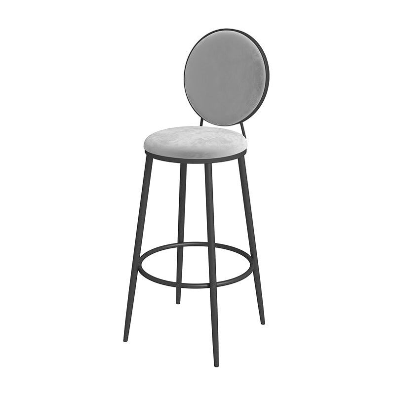 Nordic Low Back Bar Stool Round Counter Bar Stool with Metal Legs Grey Black 1 Piece Clearhalo 'Bar Furniture' 'Bar Stools' 'bar_stools' 'furn' 'furn_bar_stools' 'Furniture' 'furniture_bar_stools' 'Kitchen & Dining Furniture' 4758862