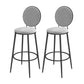 Nordic Low Back Bar Stool Round Counter Bar Stool with Metal Legs Grey Black 2 Piece Set Clearhalo 'Bar Furniture' 'Bar Stools' 'bar_stools' 'furn' 'furn_bar_stools' 'Furniture' 'furniture_bar_stools' 'Kitchen & Dining Furniture' 4758863