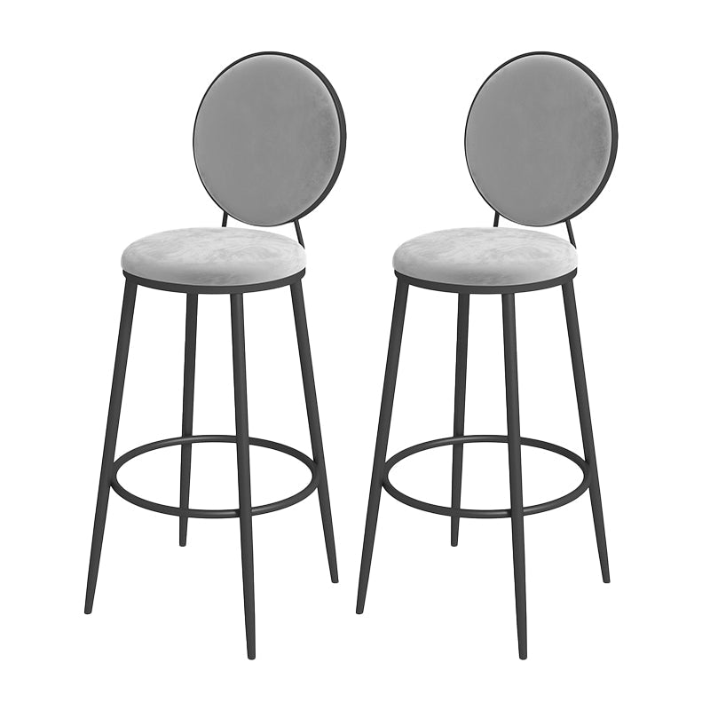 Nordic Low Back Bar Stool Round Counter Bar Stool with Metal Legs Grey Black 2 Piece Set Clearhalo 'Bar Furniture' 'Bar Stools' 'bar_stools' 'furn' 'furn_bar_stools' 'Furniture' 'furniture_bar_stools' 'Kitchen & Dining Furniture' 4758863